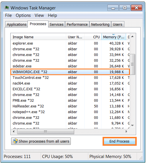 task manager not ending task