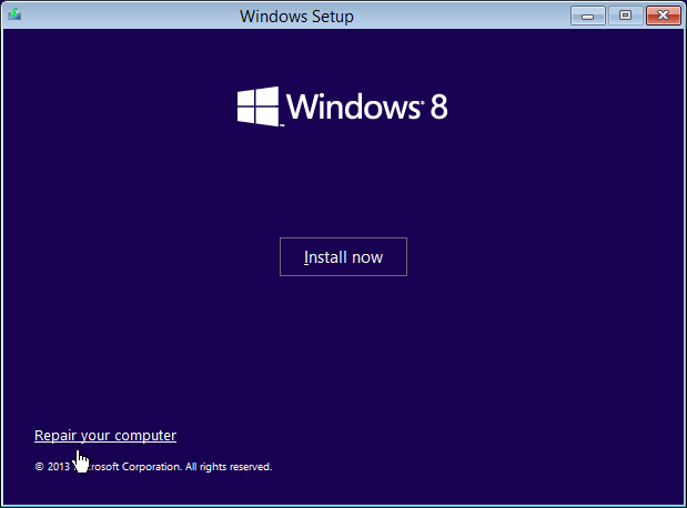 windows 8 installer error