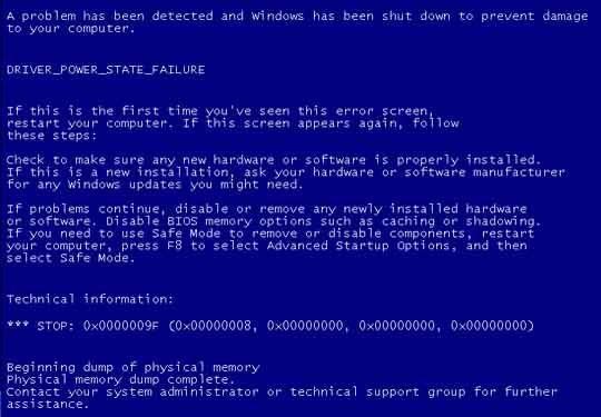 what is driver power state failure windows 7