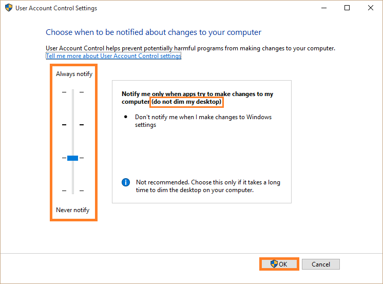 Disable - Change User Account Control settings  - 2 -- Windows Wally