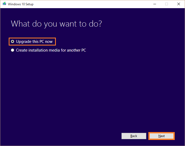 Windows Update -- Media creation tool - Upgrade this PC now - Windows Wally
