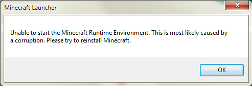 twitch launcher unable to update minecraft runtime environment