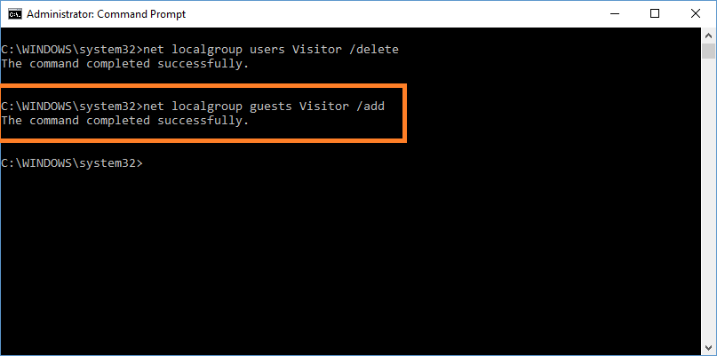 Windows 10 -- Command Prompt - Visitor - Add - Windows Wally