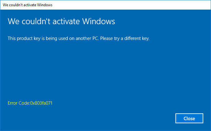 0x803FA071 -- Windows Activate - Cover - Windows 10 - Windows Wally