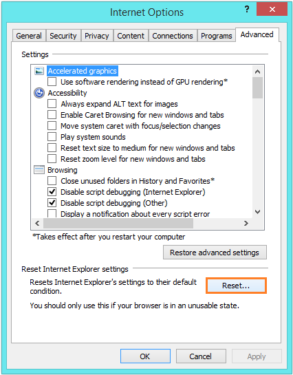 Internet Explorer stops - Internet Options - Advanced - Reset -- Windows Wally
